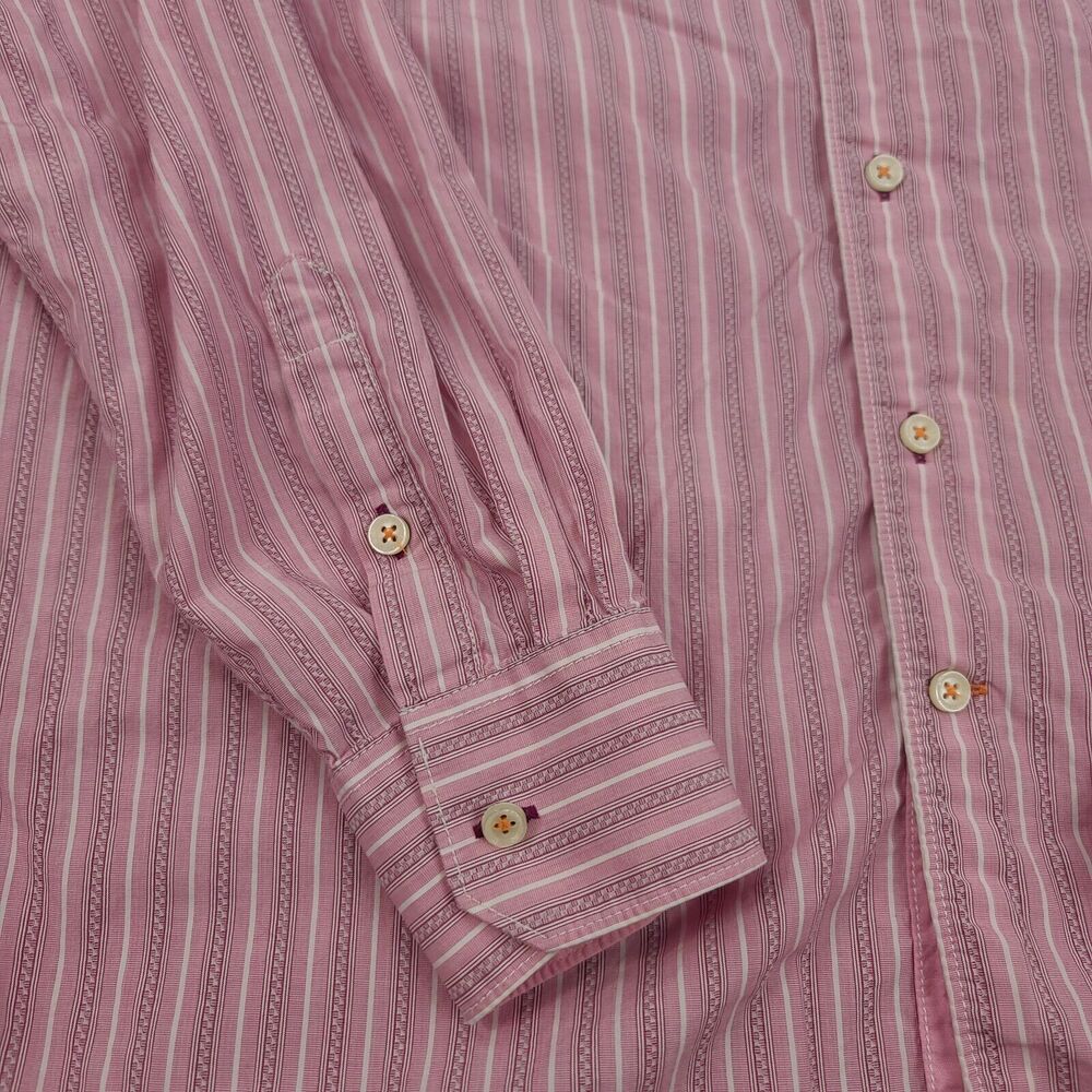Tommy Bahama Island Modern Fit Stripe Shirt Mens Large Pink Cotton - Picture 2 of 8